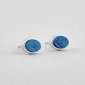 Серебряные серьги с голубым камнем