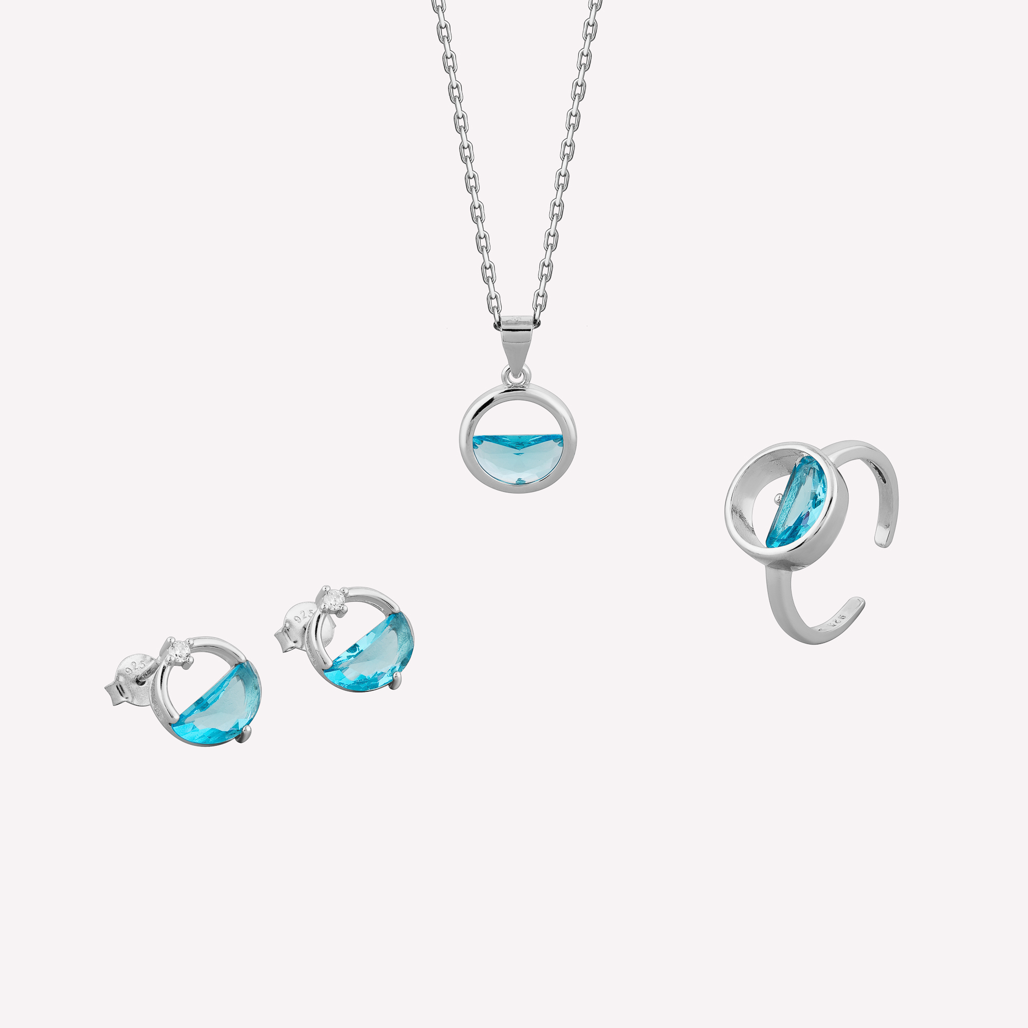 

Серебряная подвеска Minimal B-41 15588 Бандл Изящный Горизонт blue