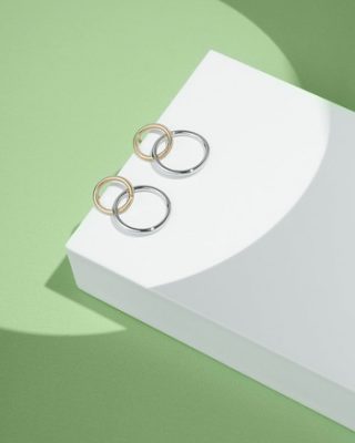 Сережки кольца из комбинированого золота