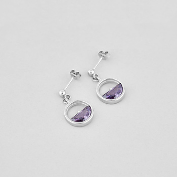 Сережки з фіолетовим камінням