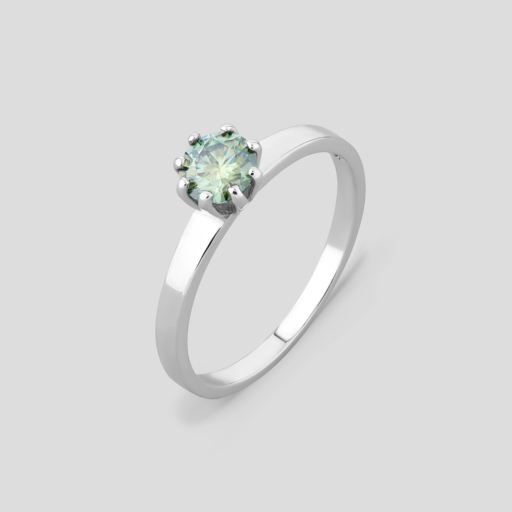 

Серебряное кольцо Minimal МН-18к-lightgreen- 18