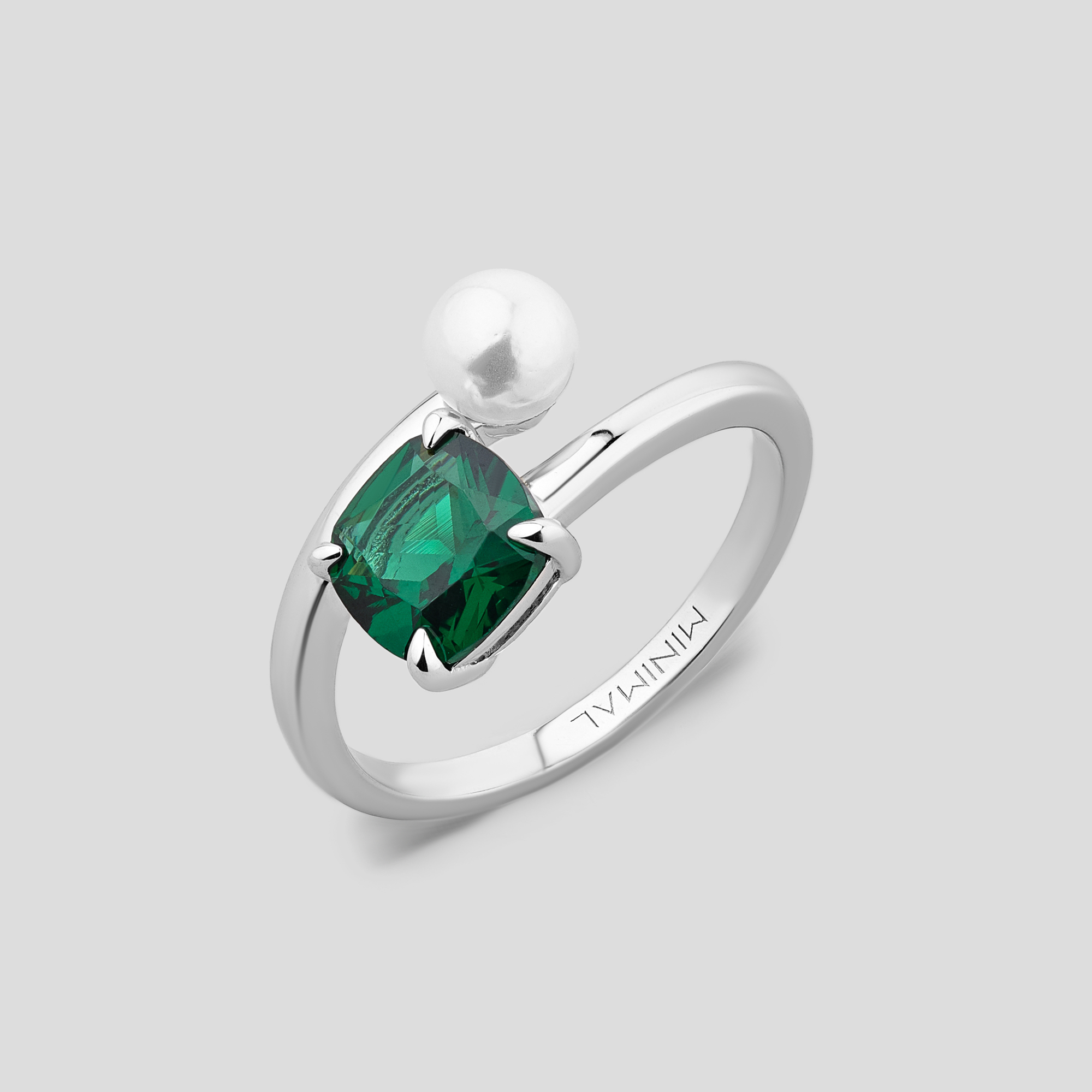 

Серебряное кольцо Minimal R84809-green